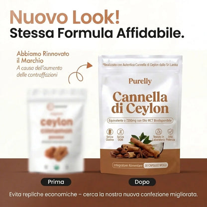 Cannella di Ceylon (equivalente a 7200 mg) con olio MCT
