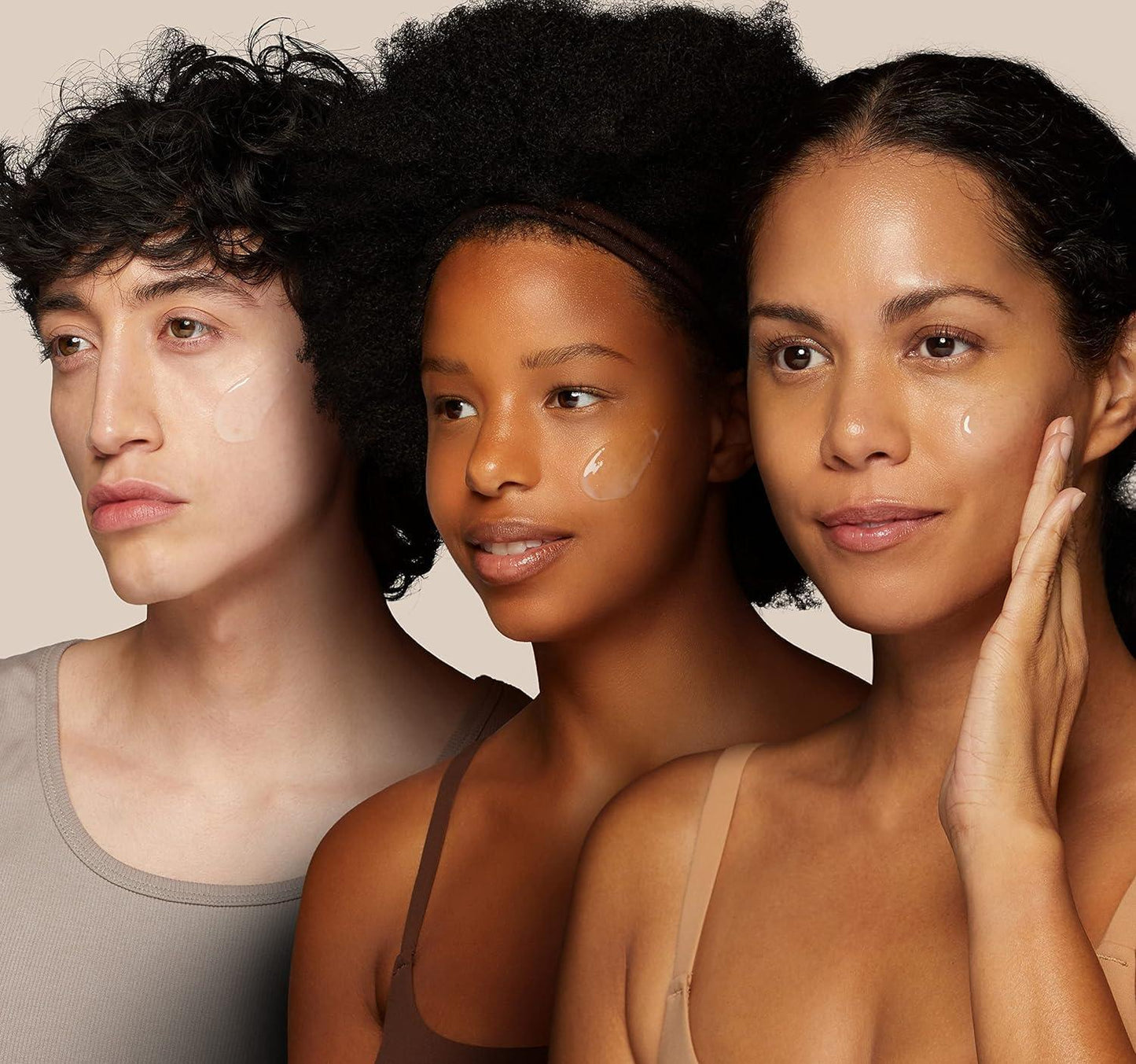 Diverse models showcasing radiant skin after using Vitamin C Serum – ideal for all skin types.