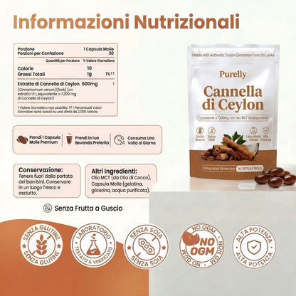 Cannella di Ceylon (equivalente a 7200 mg) con olio MCT