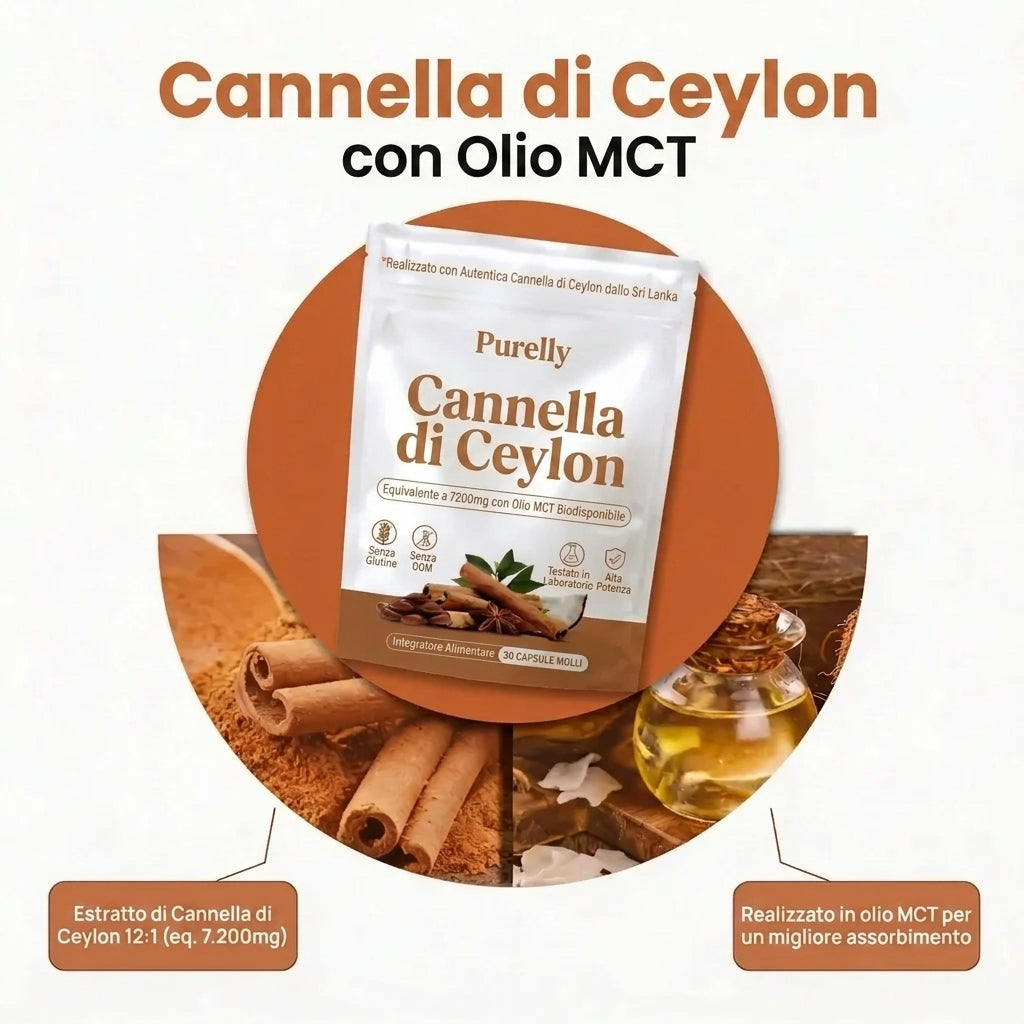 Cannella di Ceylon (equivalente a 7200 mg) con olio MCT