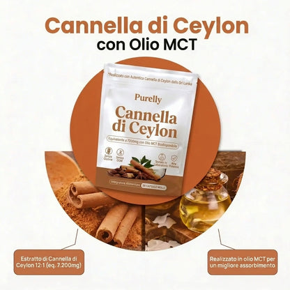 Cannella di Ceylon (equivalente a 7200 mg) con olio MCT