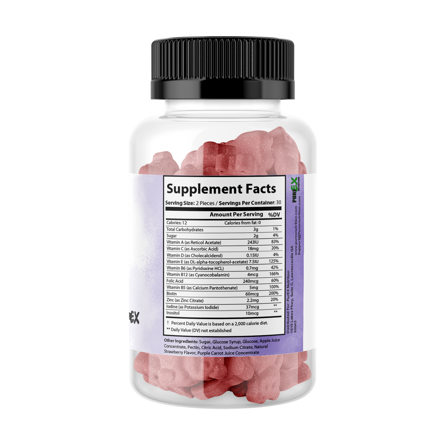 Supplement facts label for Pure Multi-Vitamin Gummies.