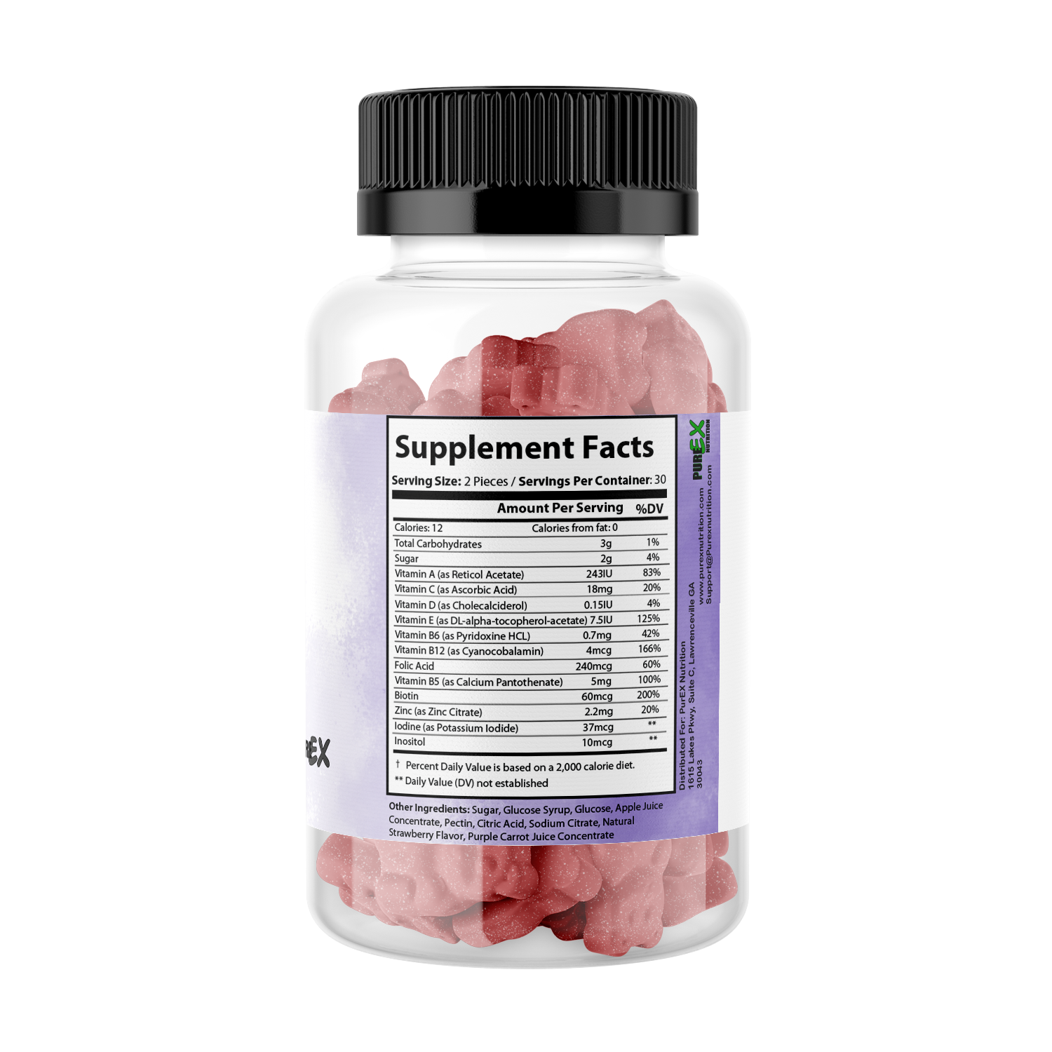 Supplement facts label for Pure Multi-Vitamin Gummies.