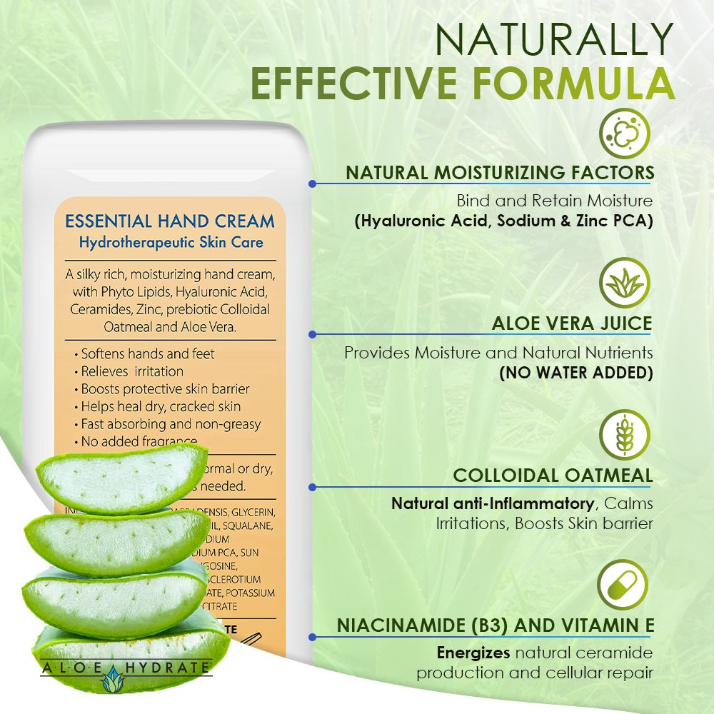 Naturally Effective Formula – Aloe Vera and Colloidal Oatmeal for hydration and skin protection.