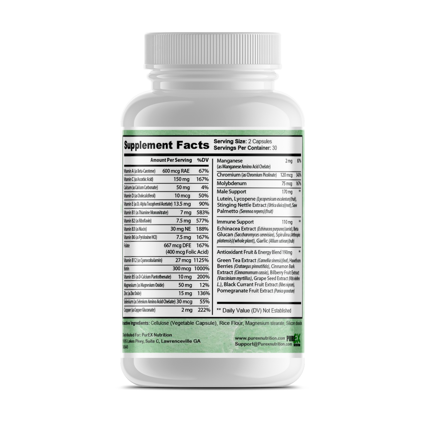 Pure Multi-Vitamin for Men - Detailed Supplement Facts and Nutritional Information.