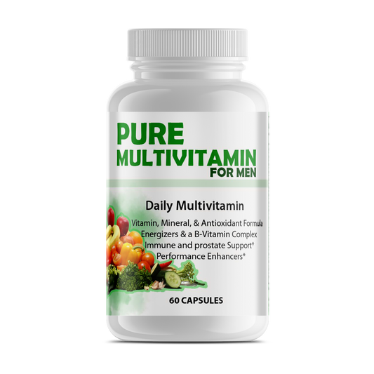 Pure Multi-Vitamin for Men - Daily Multivitamin with Vitamin and Mineral Support in a 60-Capsule Bottle.