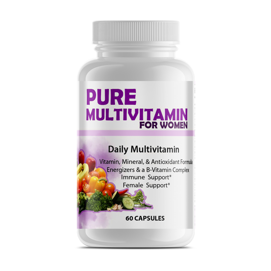 Pure Multivitamin for Women - Daily Multivitamin Bottle Front View.