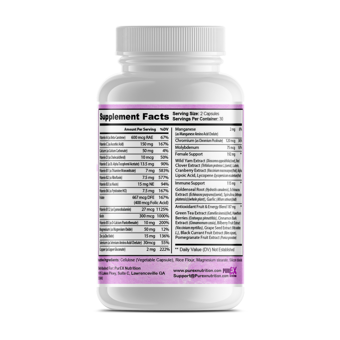 Pure Multivitamin for Women - Nutritional Facts and Ingredients.